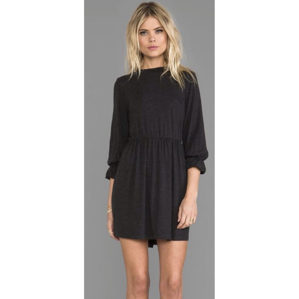 ANINE BING Womens Sz Small High Collar Dress In Charcoal Mini NWT Grey